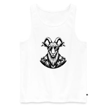 Cool billy goat with sunglasses – Line Art - Men's Premium Organic Tank Top - white - Front - AI Model Male 178 light (178cm)
