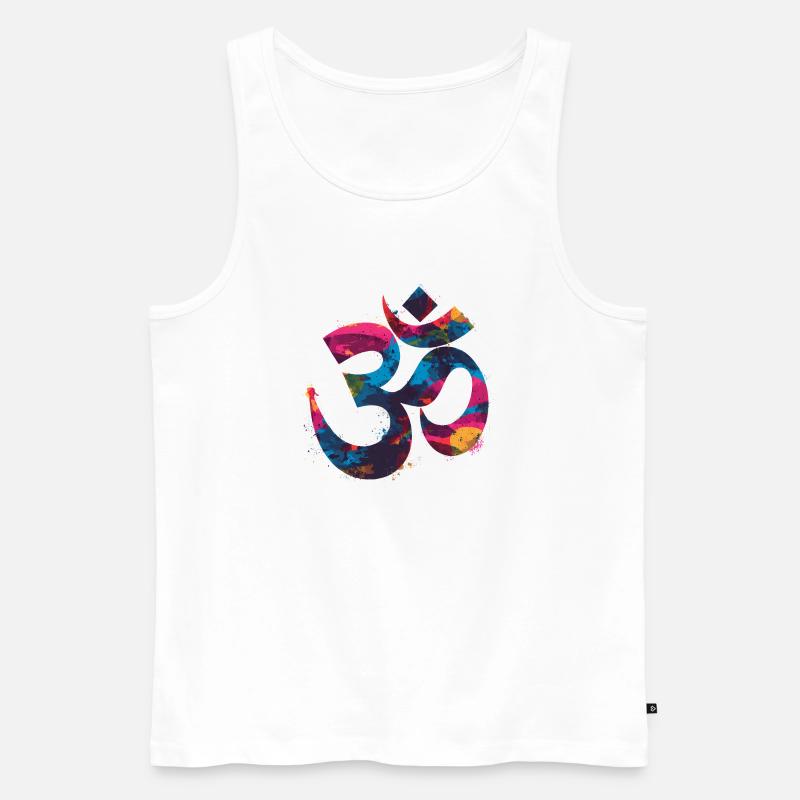 Buntes Om Symbol im Graffiti Style - Männer Premium Bio Tank Top - Weiß