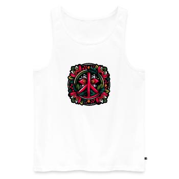 Peace Symbol im bunten Surfer Sticker Style - Männer Premium Bio Tank Top - Weiß - Vorne - AI Model Male 178 light (178cm)
