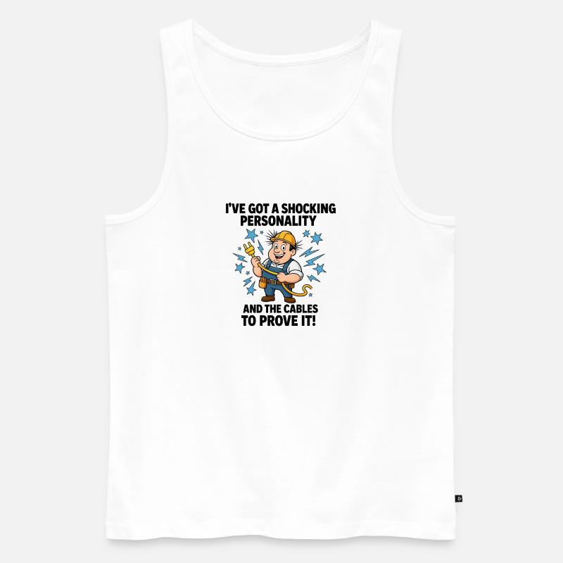 Schockierende Persönlichkeit Elektriker - Männer Premium Bio Tank Top - Weiß