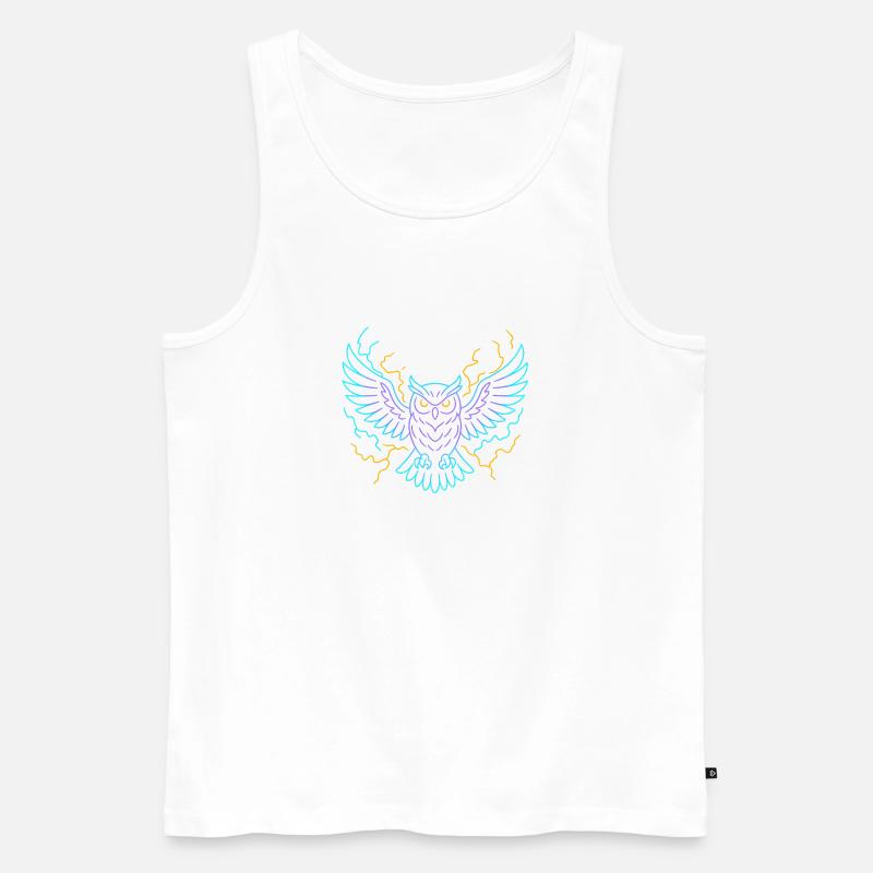 Neon-Eule mit Blitzen - Männer Premium Bio Tank Top - Weiß