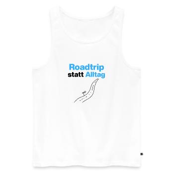 Road trip instead of everyday life - Get out into the adventure - Men's Premium Organic Tank Top - white - Front - AI Model Male 178 light (178cm)