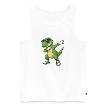 Dessin animé drôle de dinosaures d’entraînement - Débardeur bio Premium Homme - blanc - Devant - Michal (187cm)