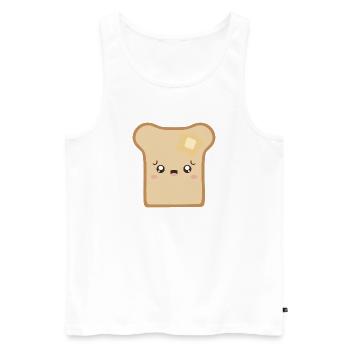 Toast kawaii avec du beurre fondu - Débardeur bio Premium Homme - blanc - Devant - AI Model Male 178 light (178cm)