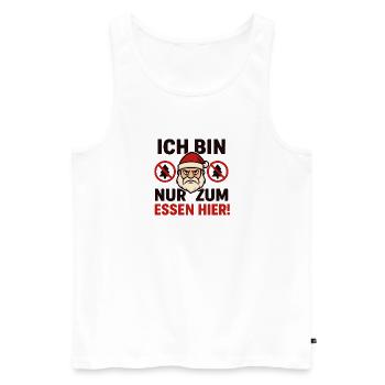 Je suis juste là pour manger Anti Noël - Débardeur bio Premium Homme - blanc - Devant - AI Model Male 178 light (178cm)
