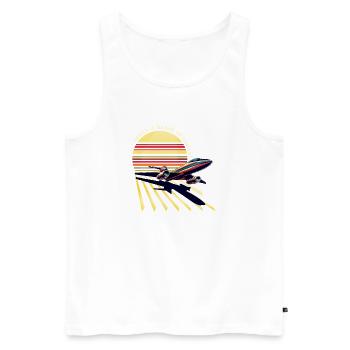Retro Airplane Sunset (Based!) - Men's Premium Organic Tank Top - white - Front - Michal (187cm)