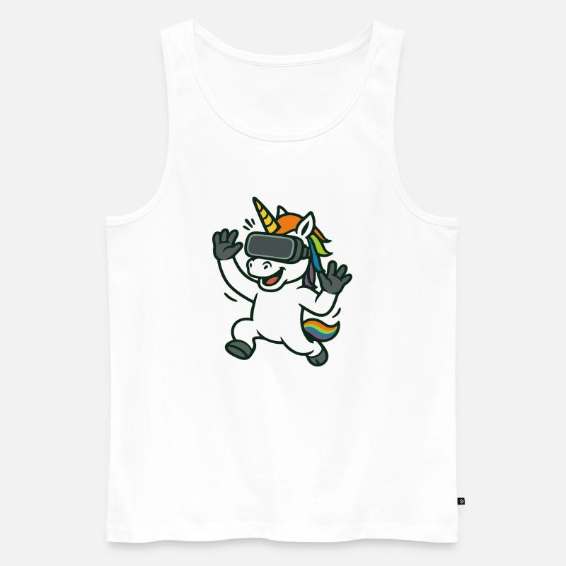 VR-Einhorn-Maskottchen mit Regenbogendetails - Männer Premium Bio Tank Top - Weiß