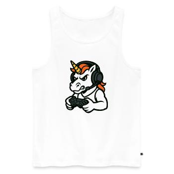 Wildes Einhorn-Gamer-Maskottchen mit Headset - Männer Premium Bio Tank Top - Weiß - Vorne - AI Model Male 178 light (178cm)