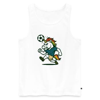La mascotte de la licorne de football en tête du ballon - Débardeur bio Premium Homme - blanc - Devant - Michal (187cm)