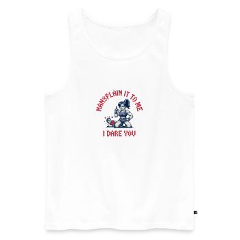 Mansexplique-moi Je te défie - Féminisme Meme - Débardeur bio Premium Homme - blanc - Devant - AI Model Male 178 light (178cm)