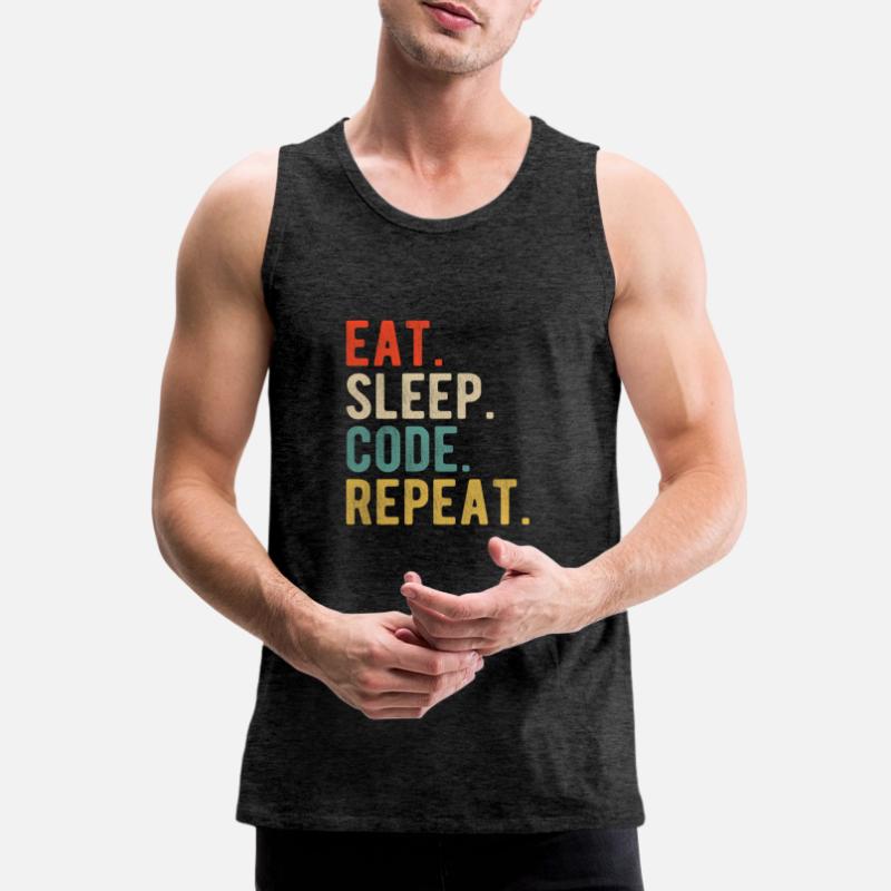 Eat Sleep Code Repeat Programmierer Nerd Retro Männer Premium Bio Tank Top