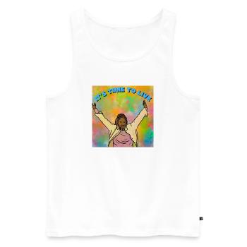 It's time to live - Men's Premium Organic Tank Top - white - Front - Michal (187cm)