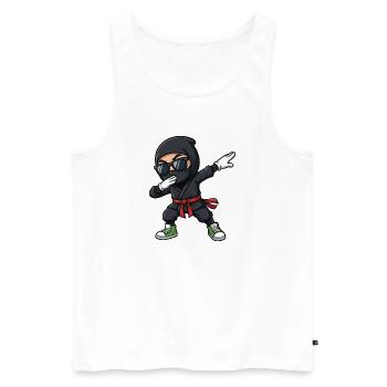 Funny Dabbing Ninja Cartoon - Men's Premium Organic Tank Top - white - Front - Michal (187cm)