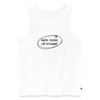 Search room, fully beaten up - Men's Premium Organic Tank Top - white - Front - AI Model Male 178 light (178cm)