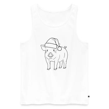 Pig with Santa Hat Illustration - Men's Premium Organic Tank Top - white - Front - Michal (187cm)