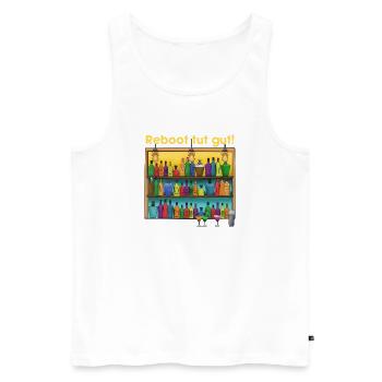 Reboot Barpalette: Bunte Spirituosen - Männer Premium Bio Tank Top - Weiß - Vorne - Michal (187cm)