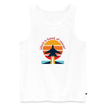 Retroflugzeug im Sonnenuntergang (Based?!)  - Männer Premium Bio Tank Top - Weiß - Vorne - Michal (187cm)