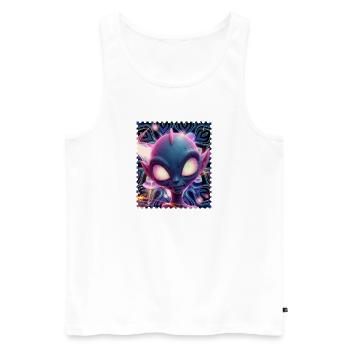 Portrait d’extraterrestre néon dans Psychedelicht - Débardeur bio Premium Homme - blanc - Devant - Michal (187cm)