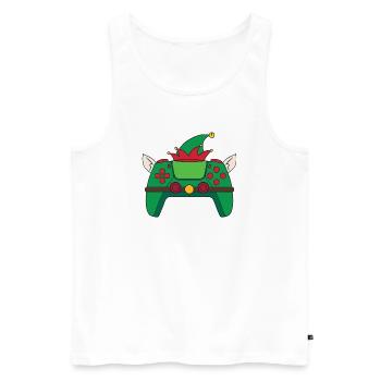 Elf Videospiel-Controller Weihnachts-Gamer-Elf - Männer Premium Bio Tank Top - Weiß - Vorne - Michal (187cm)