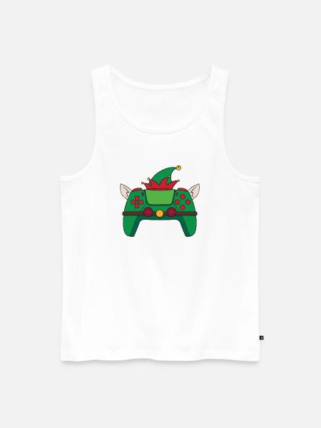 Elf Videospiel-Controller Weihnachts-Gamer-Elf - Männer Premium Bio Tank Top - Weiß