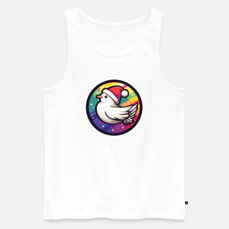 Weihnachtsvogel im Regenbogenring - Männer Premium Bio Tank Top - Weiß