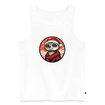 Suricate avec un chapeau de Père Noël - Débardeur bio Premium Homme - blanc - Devant - Michal (187cm)