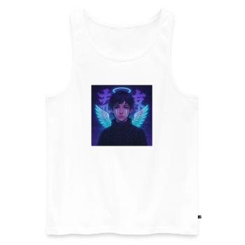 Cyberpunk Angel E-Boy Y2K Synthwave Art - Men's Premium Organic Tank Top - white - Front - AI Model Male 178 light (178cm)