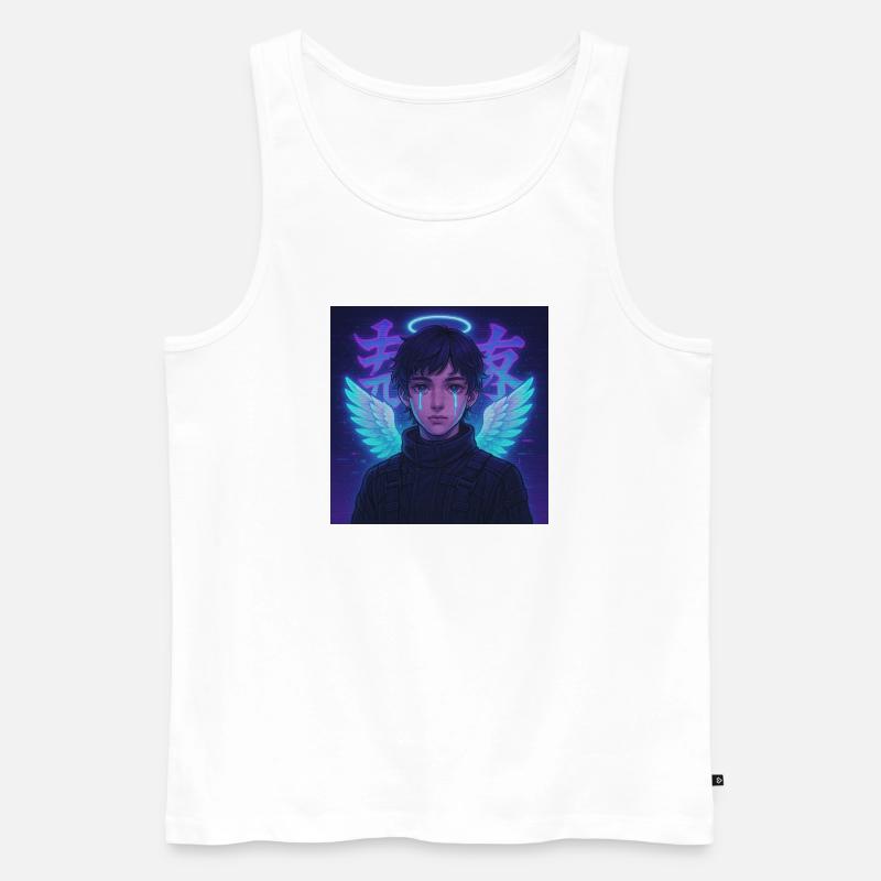 Cyberpunk Angel E-Boy Y2K Synthwave Art - Männer Premium Bio Tank Top - Weiß
