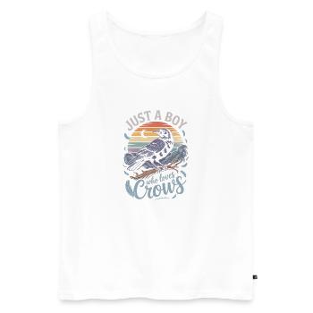 Just a Boy Who Loves Crows - Männer Premium Bio Tank Top - Weiß - Vorne - Michal (187cm)