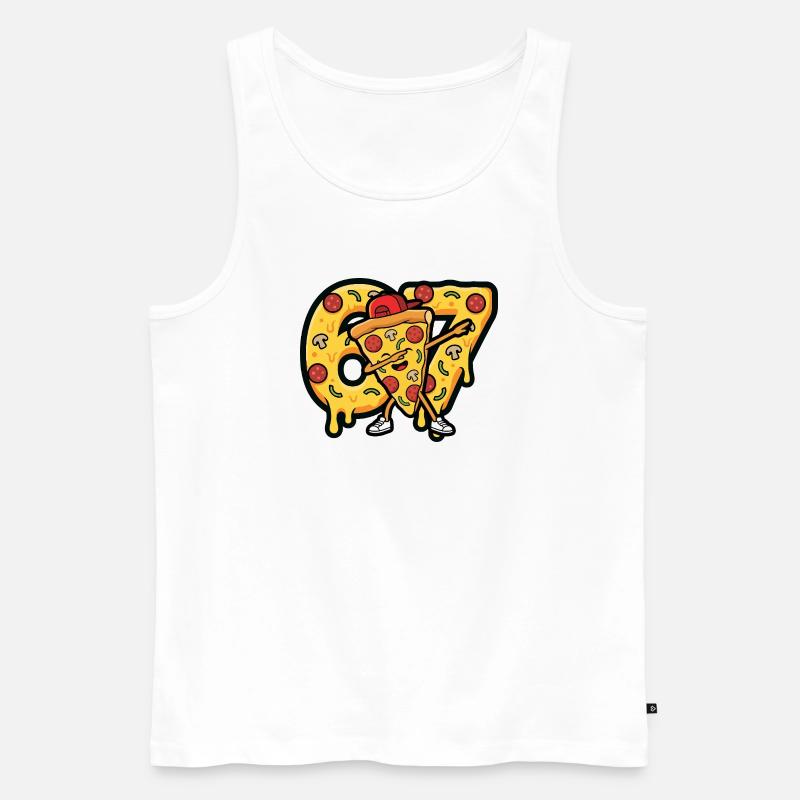 Pizza Dabbing 67 Slice Hugger - Männer Premium Bio Tank Top - Weiß
