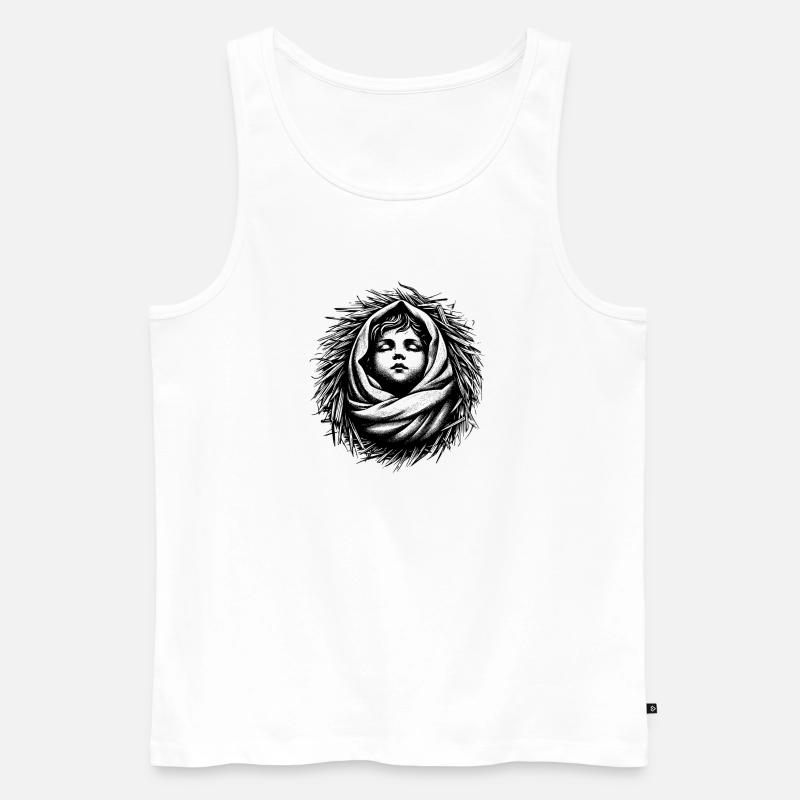 Jesuskind, geboren in der Weihnachtskrippe - Männer Premium Bio Tank Top - Weiß