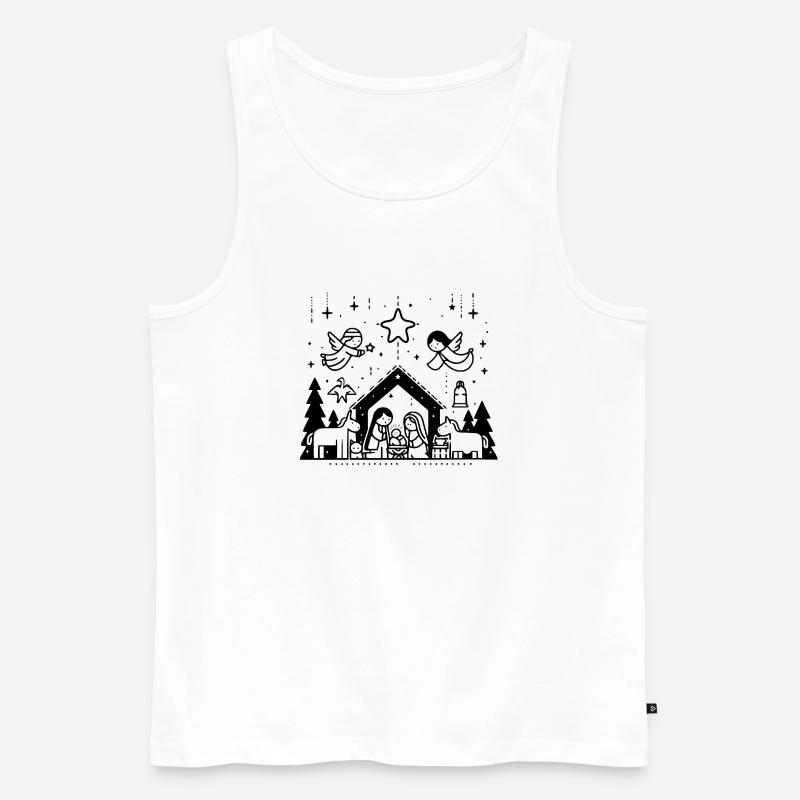 Weihnachtskrippe gezeichnet - Männer Premium Bio Tank Top - Weiß