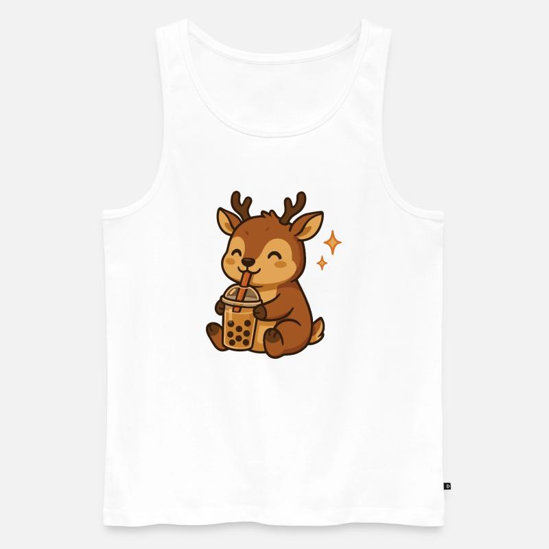 Hirsch mit Bubble Tea kawaii Hirsch - Männer Premium Bio Tank Top - Weiß