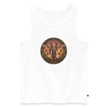 Elefantenporträt im Blütenkreis - Männer Premium Bio Tank Top - Weiß - Vorne - Michal (187cm)