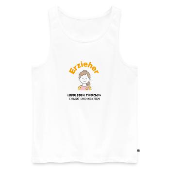 Éducatrice – Héroïne entre chaos et biscuits - Débardeur bio Premium Homme - blanc - Devant - Michal (187cm)