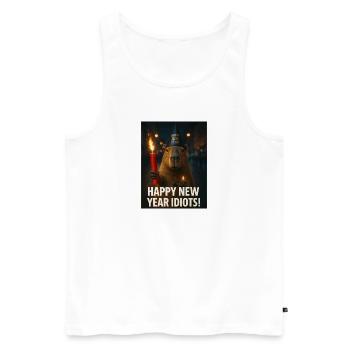 Capybara, bonne année, idiots - Débardeur bio Premium Homme - blanc - Devant - Michal (187cm)