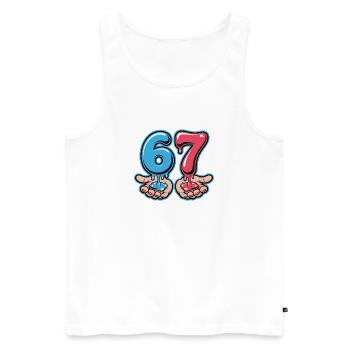 67 - T-shirt Funny Six Seven - Débardeur bio Premium Homme - blanc - Devant - Michal (187cm)