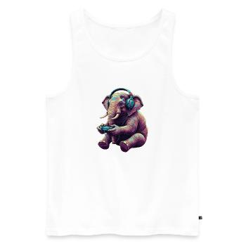 Jeux d’éléphants Jeux vidéo d’animaux Éléphant drôle - Débardeur bio Premium Homme - blanc - Devant - Michal (187cm)