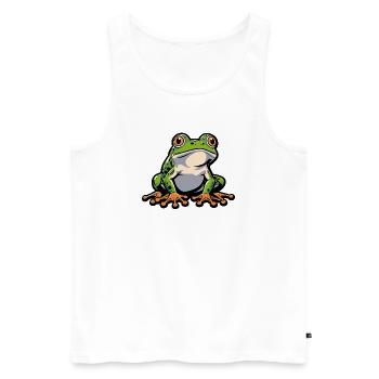 Fröhlicher Frosch Cartoon - Männer Premium Bio Tank Top - Weiß - Vorne - AI Model Male 178 light (178cm)