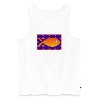 FISCH. SARDINE. APRILSCHERZ. MEER. OZEAN - Männer Premium Bio Tank Top - Weiß - Vorne - Michal (187cm)
