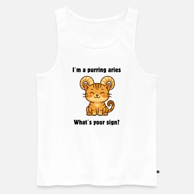 Süße Widder Katze – Starkes Sternzeichen Design - Männer Premium Bio Tank Top - Weiß