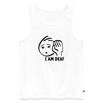 Ich bin taub, bitte schauen Sie mich an, wenn Sie sprechen. - Männer Premium Bio Tank Top - Weiß - Vorne - Michal (187cm)