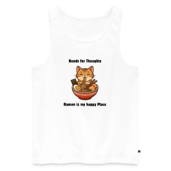 Chat ramen mignon – T-shirt chat nouilles rigolo - Débardeur bio Premium Homme - blanc - Devant - AI Model Male 178 light (178cm)