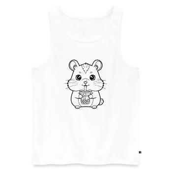 Hamster mit Becher - Männer Premium Bio Tank Top - Weiß - Vorne - Michal (187cm)