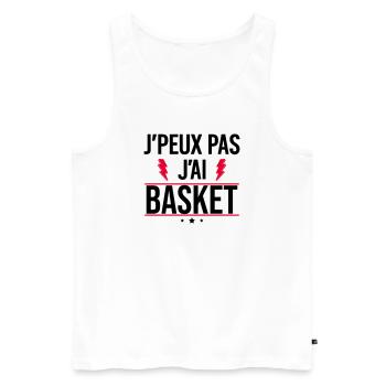 J’peux pas j’ai basket Humour Basket - Débardeur bio Premium Homme - blanc - Devant - Michal (187cm)