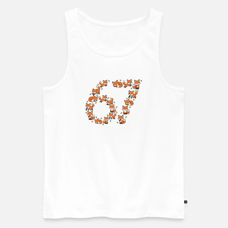 Fox Ring Pattern 67 Meme - Männer Premium Bio Tank Top - Weiß