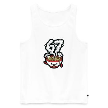 Dessin animé joyeux Ramen à la vapeur - Débardeur bio Premium Homme - blanc - Devant - Michal (187cm)