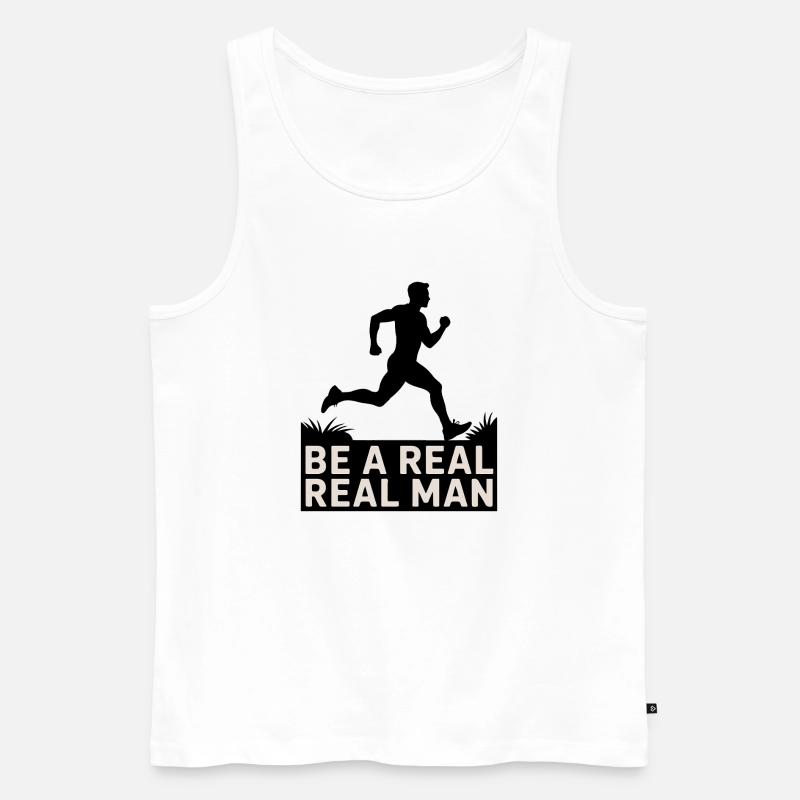 Real Man Run: Bold Drive - Männer Premium Bio Tank Top - Weiß