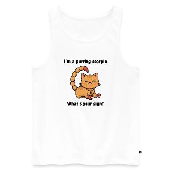Signe du zodiaque Chat Scorpion – Chat Scorpion mignon - Débardeur bio Premium Homme - blanc - Devant - Michal (187cm)