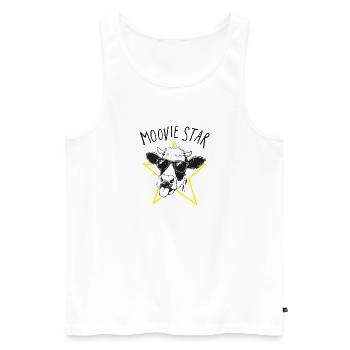 Moovie Star Wortspiel Kuh Illustration - Männer Premium Bio Tank Top - Weiß - Vorne - Michal (187cm)